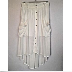 Long Layered Boho Hippie Skirt White Pockets M NWT